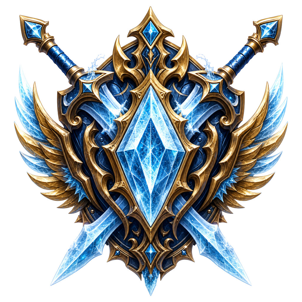 WoWClick crest: crossed frost swords over a golden winged shield